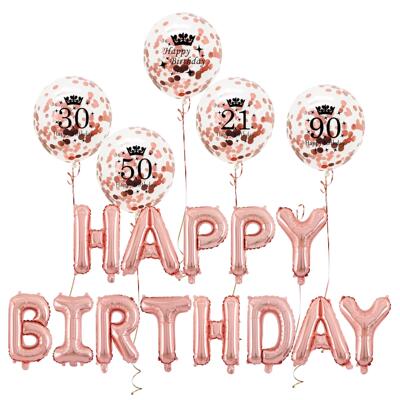 Rose Gold Set 30 40 50th Happy Birthday Confetti Balloon Ban