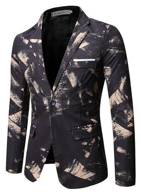 2022 man Blazers Men Blue Patterning Printed Suit Jacket Cas