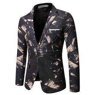 Men Blue Jacket man Cas Suit Blazers Printed 2022 Patterning
