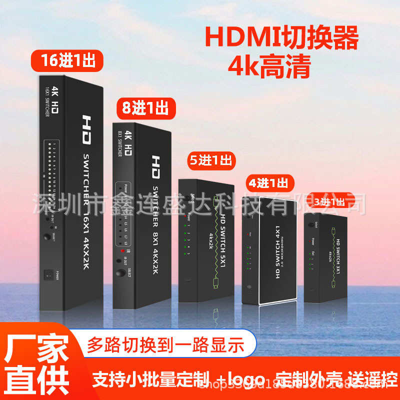 HDMI切换器16进多接口出4K视频转换器16x1监控电脑四进一出4K60Hz