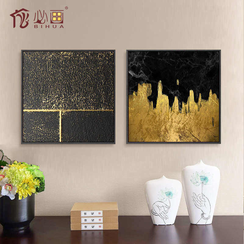 厂家批发 现代装饰画金箔画北欧抽象画酒店大堂挂画 客厅家居壁画