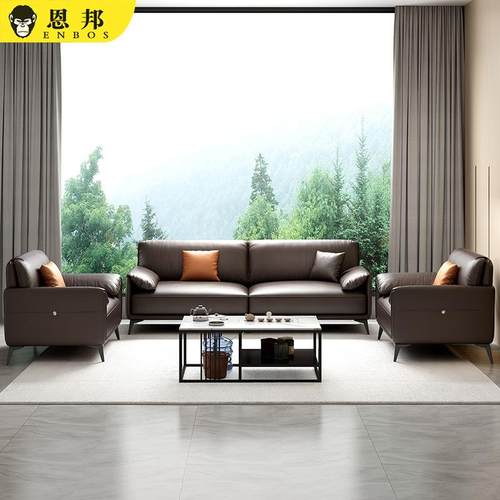 办公室沙发简CML约三洽人位接待室茶几发组办合谈会客区商务公沙