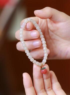 天然和田玉手链 青海料冰藕粉和田玉老型手串女男款玉石饰品