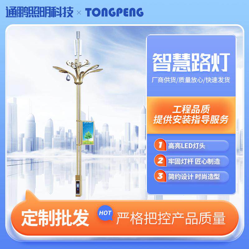 5G智慧路灯城市道路带监控一体化LED信息屏路灯新农村智慧路灯