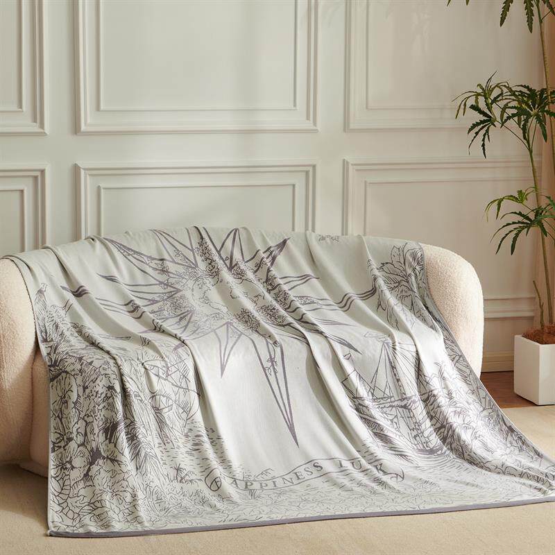 A类竹纤维盖毯夏季凉感披肩毛巾被沙发毯子冰丝提花午睡小空调毯