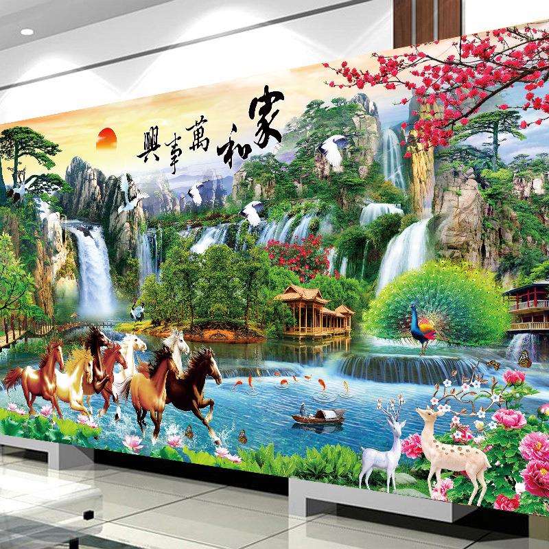 蒙娜丽莎八骏图十字绣2024新款线绣客厅马到成功家和万事兴自己绣