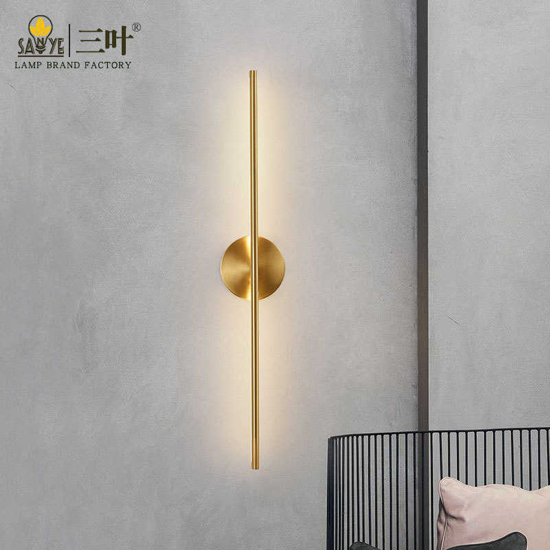 现代简约长条壁灯全铜卧室床头灯北欧轻奢壁灯客厅酒店墙壁灯具