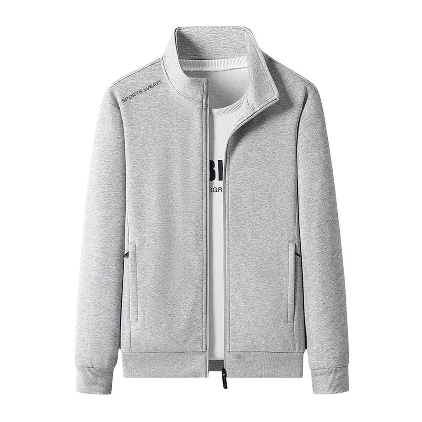 高端纯棉开衫卫衣男士2026春秋季新款立领休闲运动外套上衣潮高端