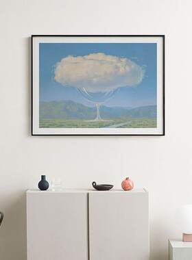 马格里特《心弦》超现实主义装饰画客厅玄关挂画酒吧民宿无框画