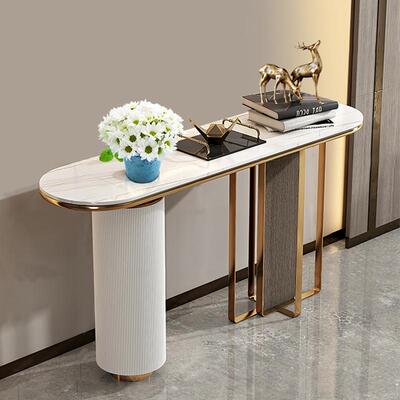 式意不PYD锈钢奢设计轻大理石玄关台入新中式户靠墙条案边桌风入