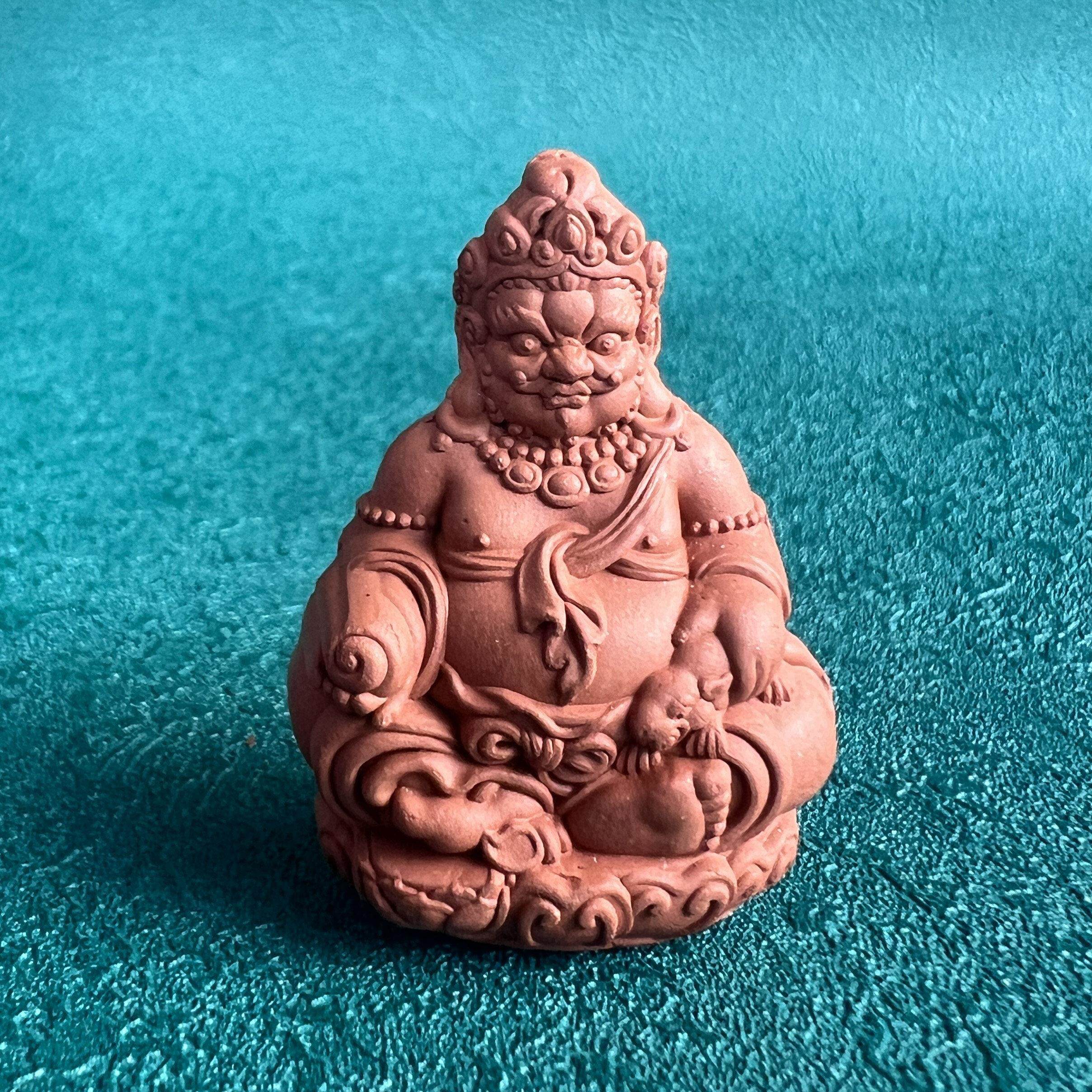 手工制作 立体黄财神 陶土烧制擦擦 小佛像