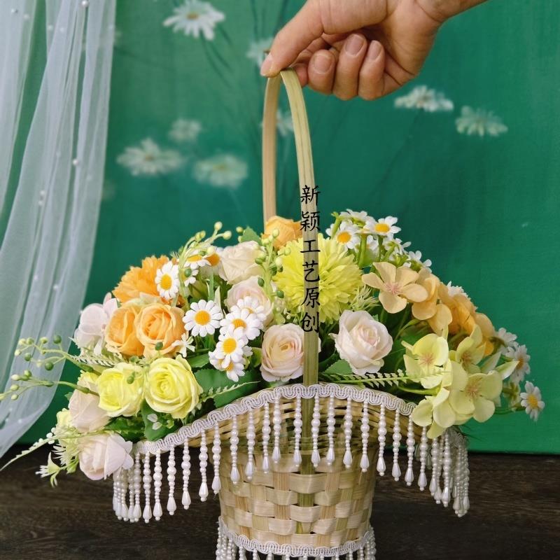 汉服摄影道具花篮古风舞蹈古装拍摄花篮竹编田园春色清新花篮