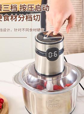 跨境多功能不锈钢绞肉机家用电动辅食碎肉机大容量电动料理机