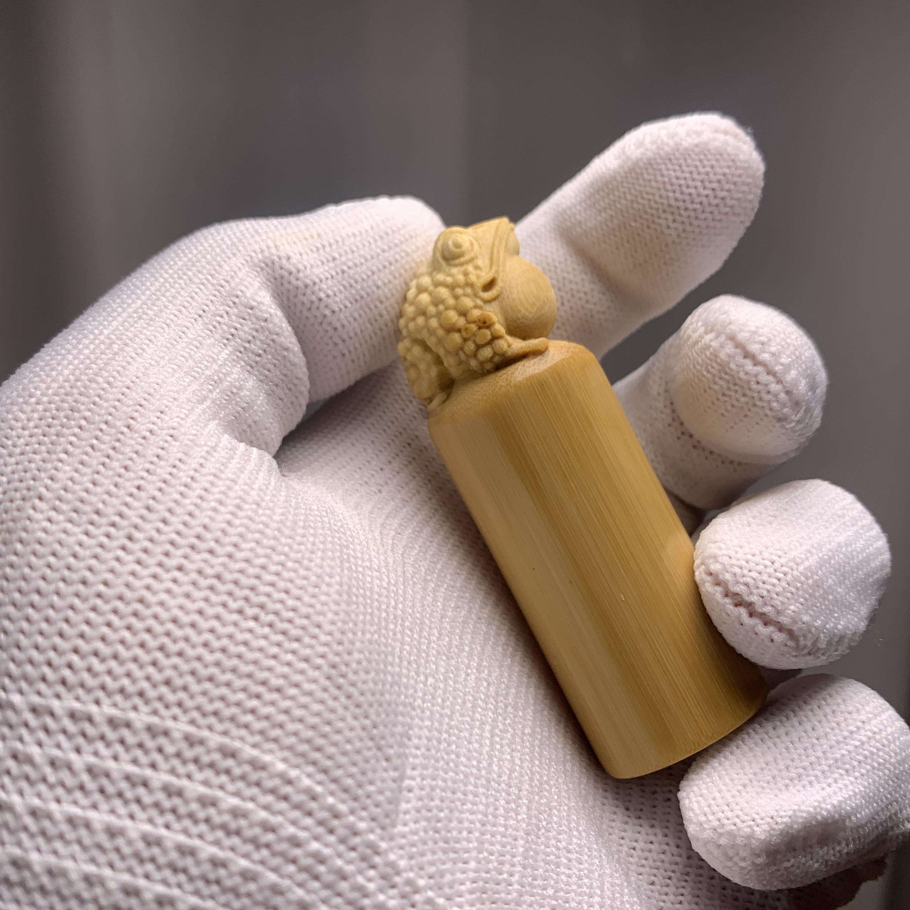 向暖老料玉竹实心竹手把件竹雕刻金蟾天然黄皮文玩摆件墩子水晶料