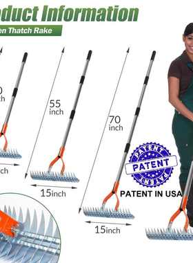 Walensee Thatch Rake 15-Inch Lawn Thatching Rake 草坪草耙