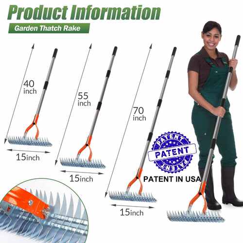 Walensee Thatch Rake 15-Inch Lawn Thatching Rake 草坪草耙
