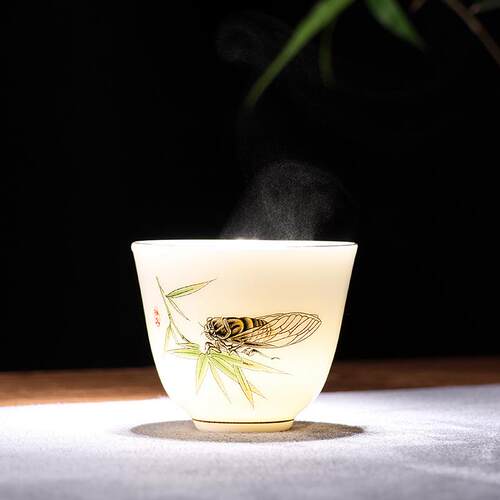 羊脂玉白瓷主人杯茶杯茶盏单杯子个人专用高端品茗杯陶瓷家用茶杯