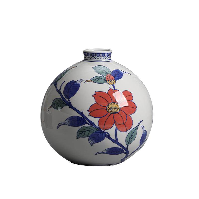 新中式复古双耳青花瓷陶瓷花瓶摆件家居酒壶花器装饰品