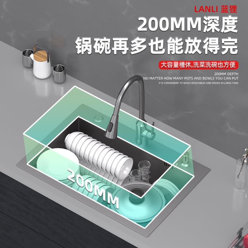 厨房纳米水槽手工单槽s不锈/钢洗槽洗菜盆碗大单盆su304不锈钢