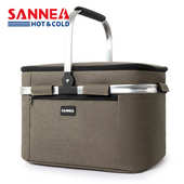 三能新款 户外保温手提便当包加厚保温野餐篮大容量野餐包折叠冰包