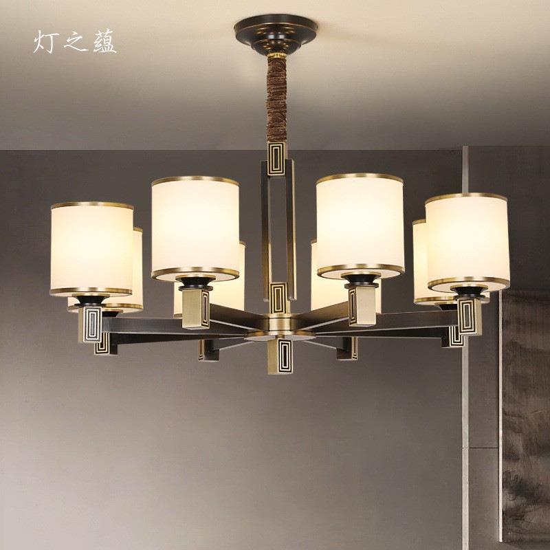 新中式厅吊灯客灯全铜灯灯具中国风现代简约餐厅卧灯652室大气轻