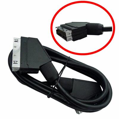 欧规SCART线 21P扫把头音视频连接线 公对公1.2米双输出线