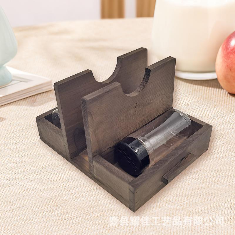 实木多功能餐巾纸盒厨房台面调味瓶整理盒创意中式餐巾架纸巾盒