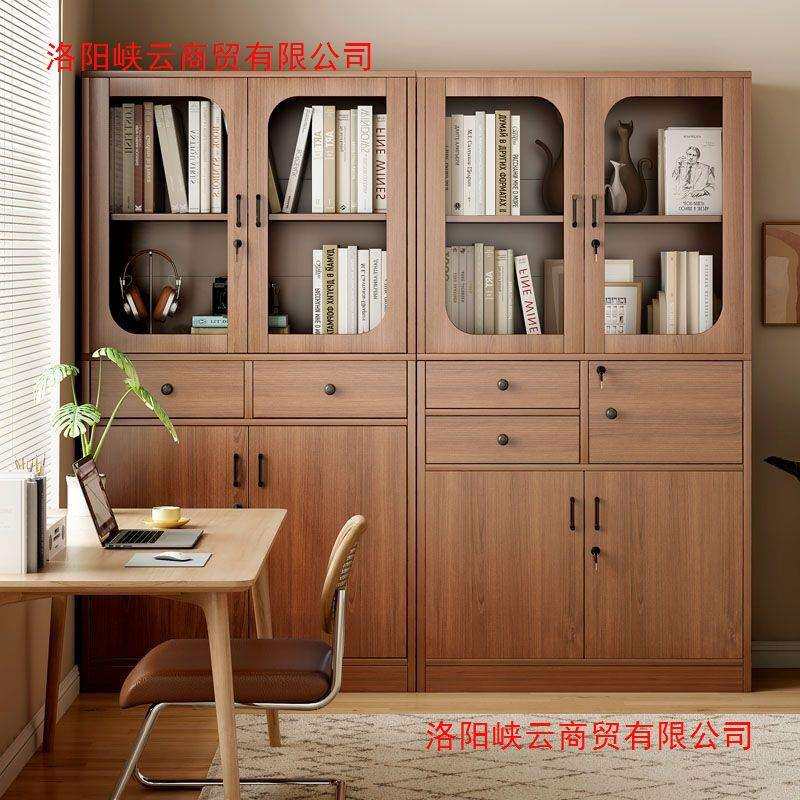 办公室文件柜资料柜简约现代家用客厅落地带锁防尘储物柜带门书柜