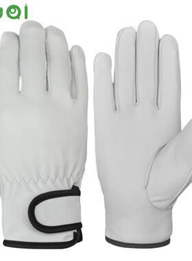 司机手套电焊短款日本白色牛皮Cowhide Leather Safety Gloves