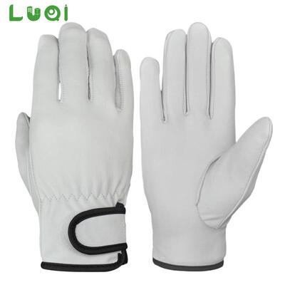 司机手套电焊短款日本白色牛皮Cowhide Leather Safety Gloves