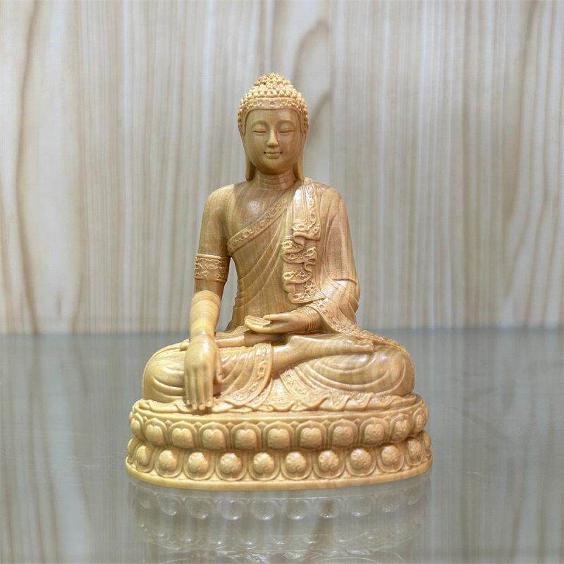 小叶黄杨木雕坐禅泰佛摆件实木雕刻居家客厅释迦牟尼佛供奉工艺品