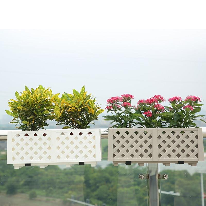 长方形栅栏挂式花盆阳台栏杆悬挂式挂架网格花箱庭院露台花园布置