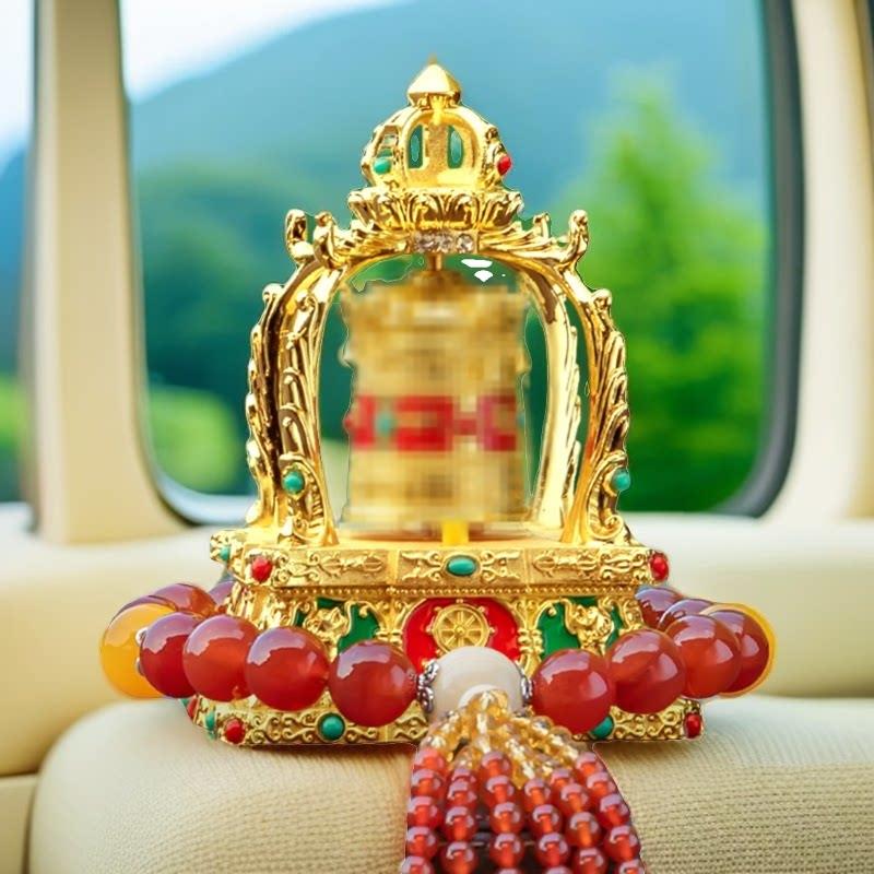 太阳能合金时来运转汽车中控台摆件车载招财转金轮创意车内饰品