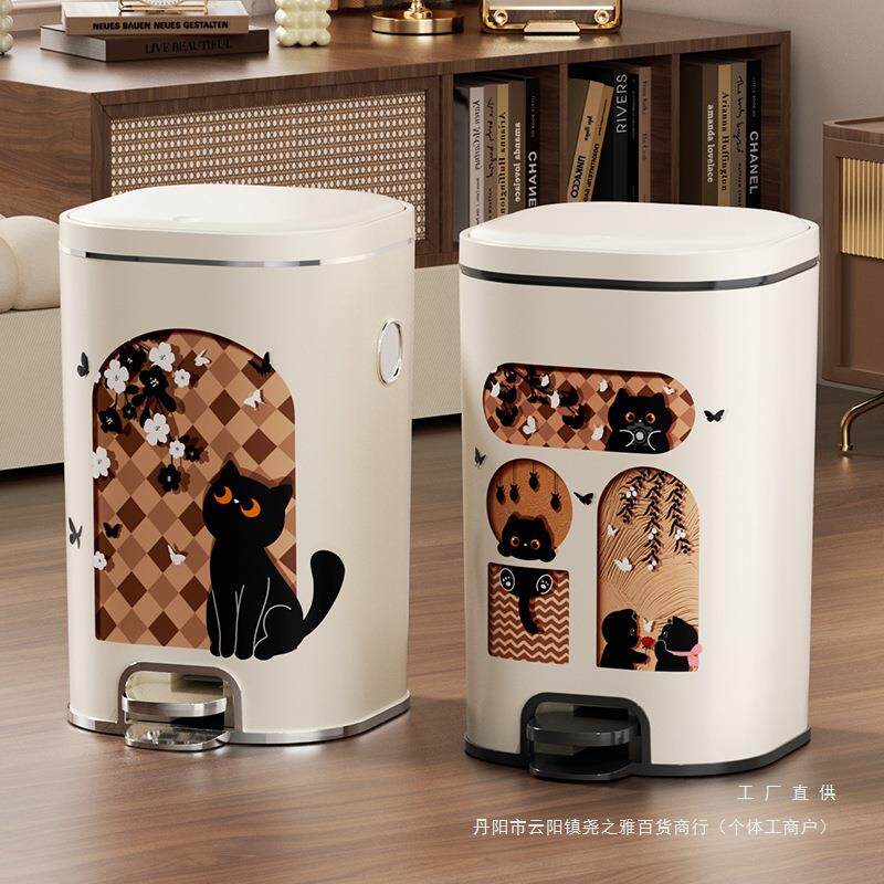 新款垃圾桶家用大容量带盖客厅轻奢卫生间厕所卧室厨房脚踩纸篓无