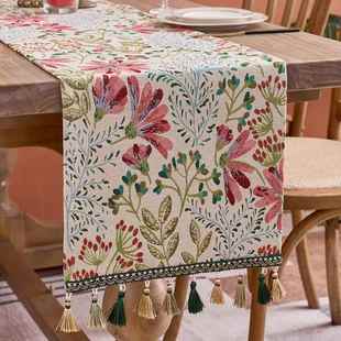 美式覆古桌旗宋代美学餐桌桌布长条装饰布电视柜斗柜柜子防尘盖布