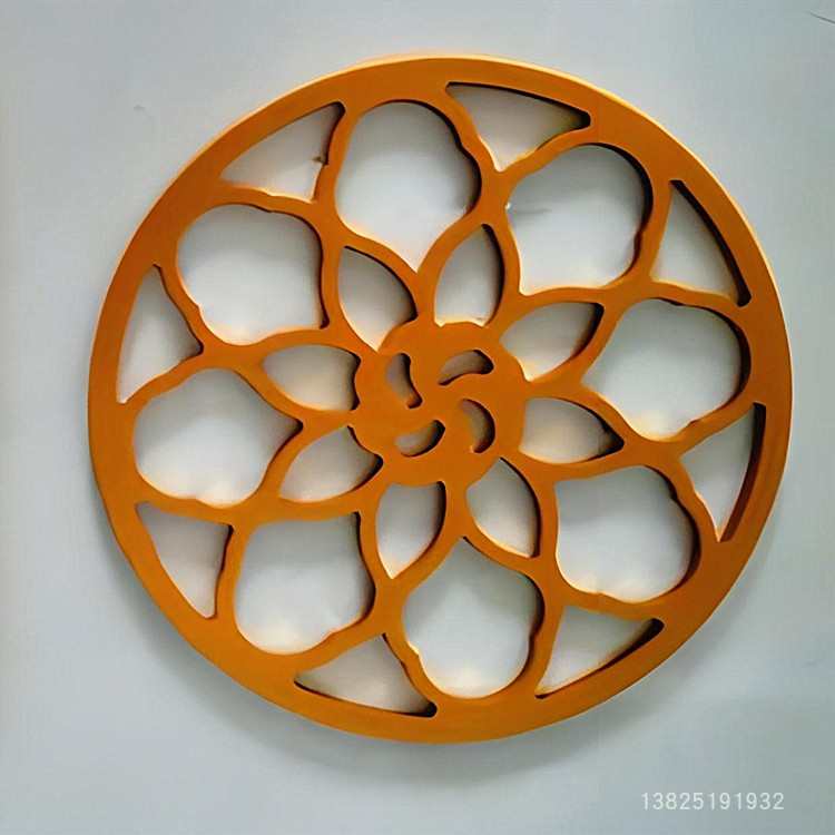 富腾建材铝制品木纹色铝窗花圆形铝合金铝窗花方管焊接铝板镂空板