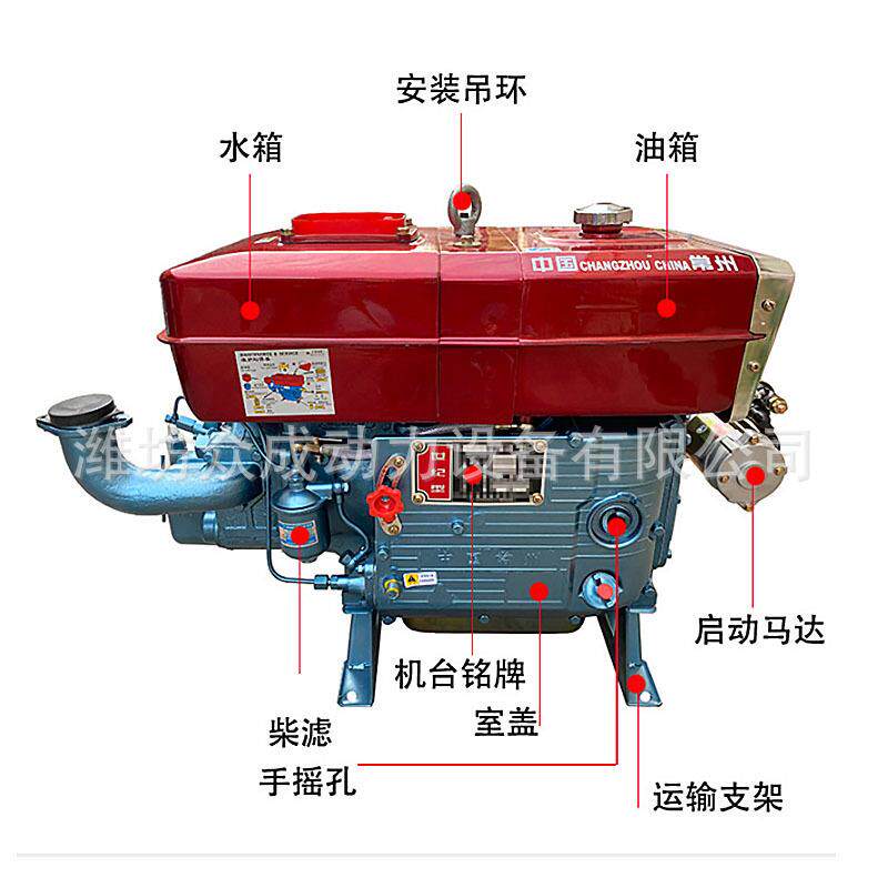 常柴单缸水冷柴机12/15/18/2马2匹单缸柴油全力小型油电手摇农用