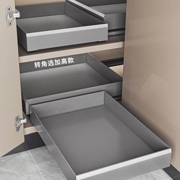 厨房转角拉篮抽屉式橱柜内置物架拐角密网拉蓝超深柜调味料收