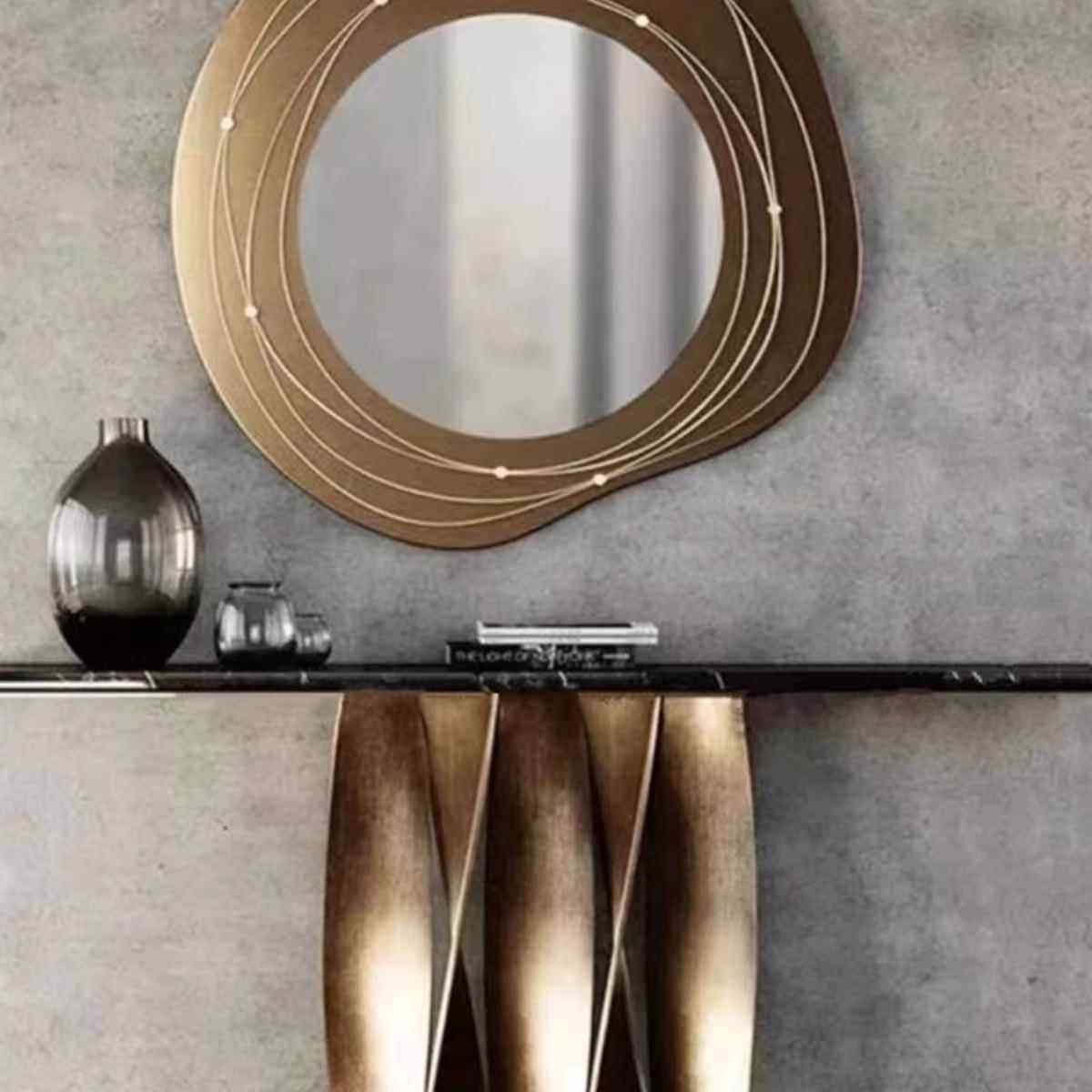 简钢约现代大理色石玄关985台不锈铜条案玄关桌靠墙轻古奢风窄桌