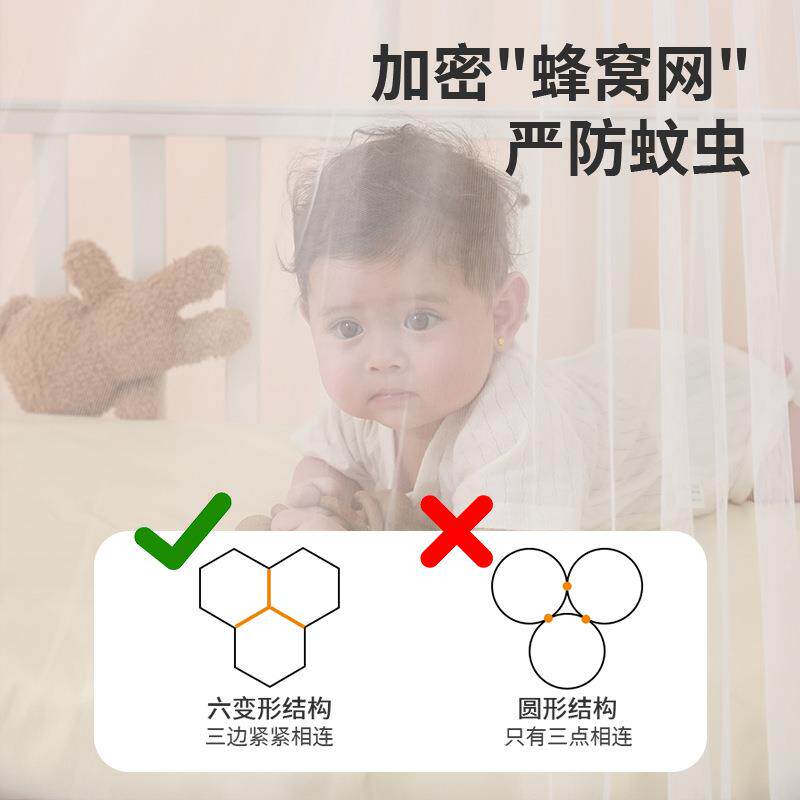 婴儿床蚊帐全罩式通用拼接床带支架遮光新生儿宝宝落地蚊帐防蚊罩