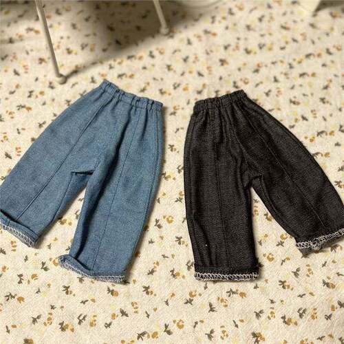 六分BJD娃衣 6分小6分bjd拼接牛仔长裤蓝色黑色30cm娃娃换装娃衣