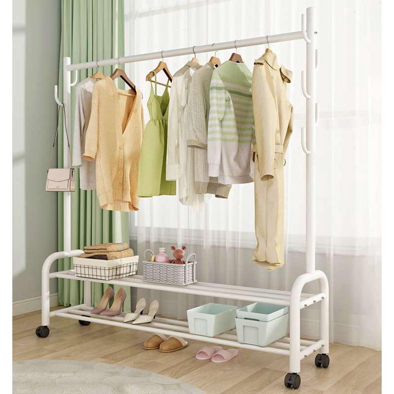 晾衣架落地卧室挂衣架单杆式衣服架子简易家用收纳架衣帽架可陶琪