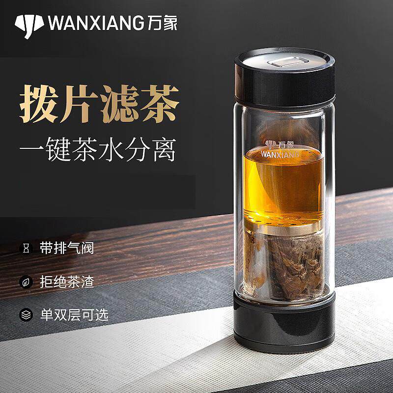 万象现代简约高硼硅双层茶水分离泡泡茶杯