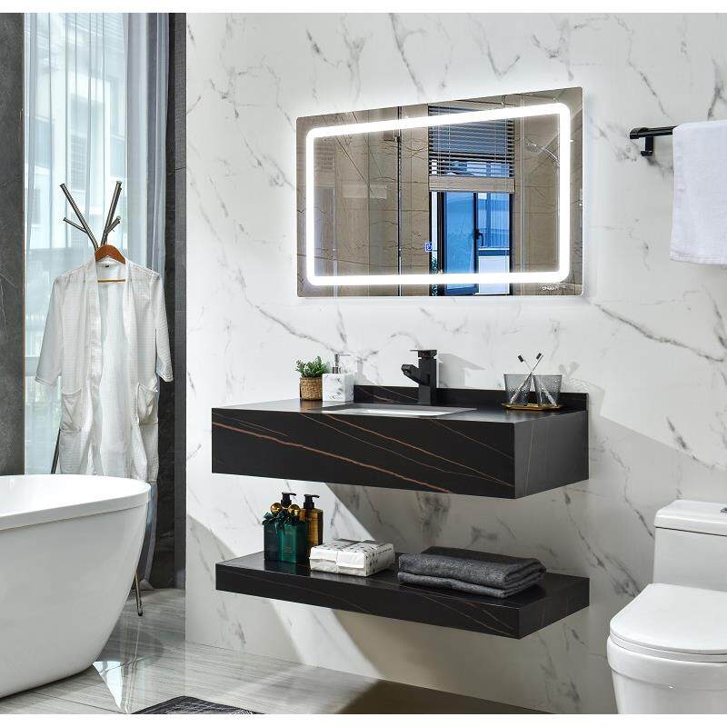 北欧现代简约岩板一体化妆室洗漱台洗手盆洗脸盆大理石浴室柜组合