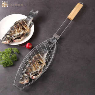 烤鱼夹可拆卸bbq烤网家用多功能汉堡夹烤鱼夹防烫烧烤夹工具加厚