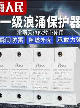 浪涌保护器一级上海人民SPD阻燃避雷器T1电涌12.5k15ka25模块开关