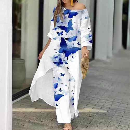 Women's printed nine quarter sleeve sunscreen suit with