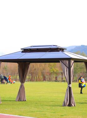 厂家直销铝合金遮阳篷庭院雨篷花园PC板阳篷户外3*4M双顶阳光篷