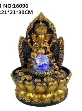 新款跨境东亚象神流摆件客厅桌水面加湿器家品居装饰南佛像水景摆