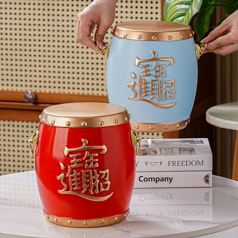 陶瓷存钱罐新款聚宝鼓创意摆件超大容量储钱罐礼品节庆家居装饰品